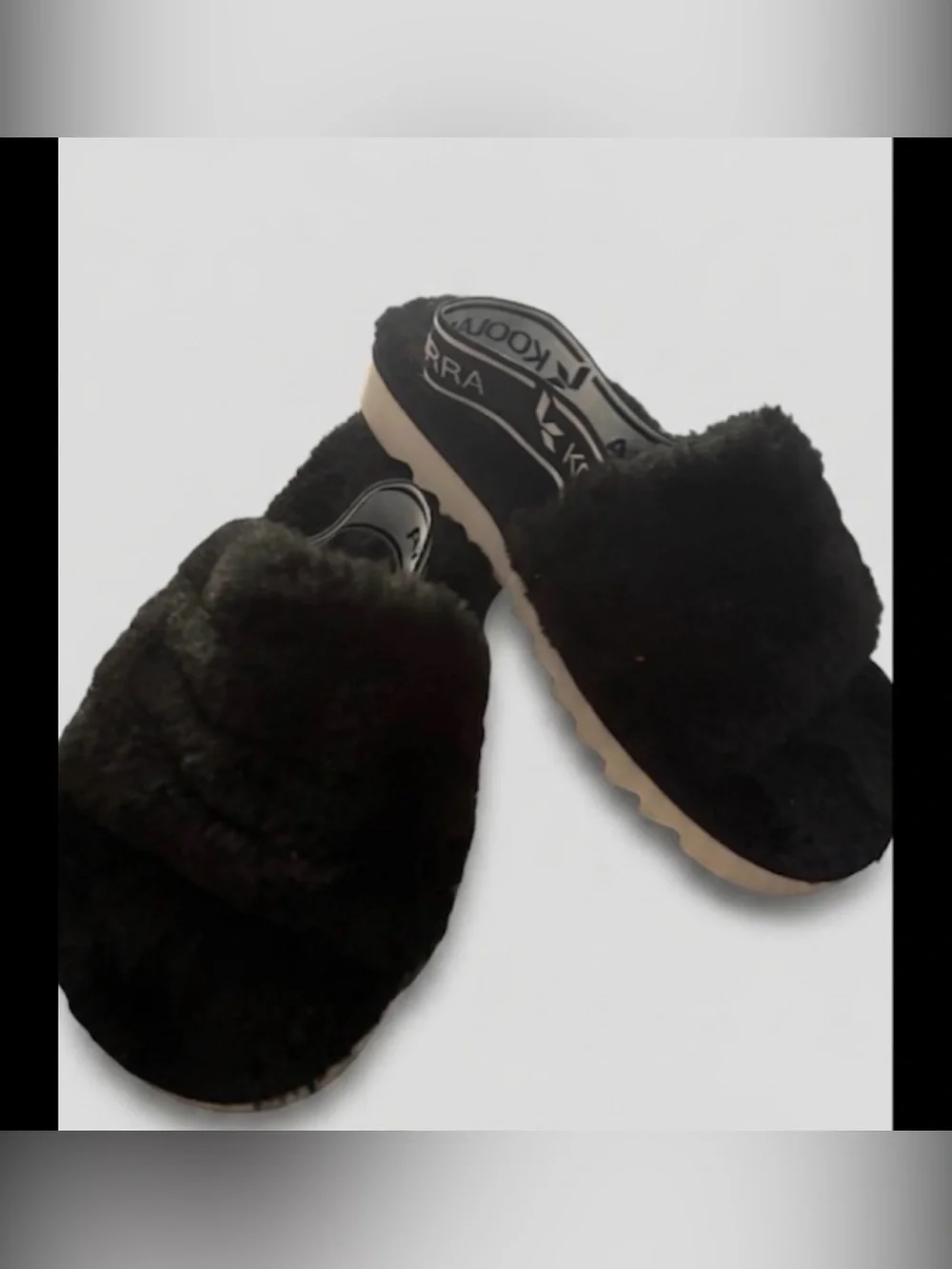 Koolaburra by UGG Kids Black Faux Fur Slingback Slide Slippers Size 13